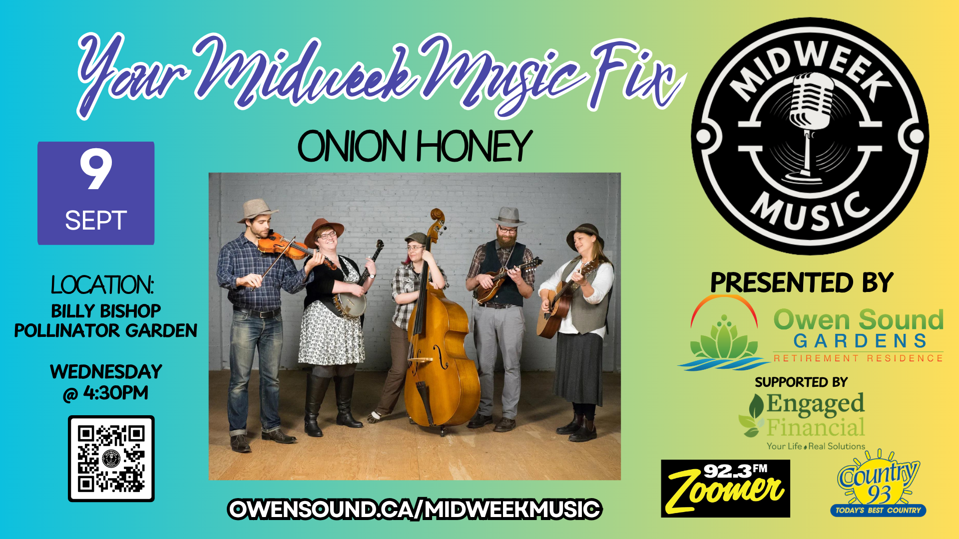 Event image Mid Week Music hosts Onion Honey at The Billy Bishop Museum (in the pollinator garden)